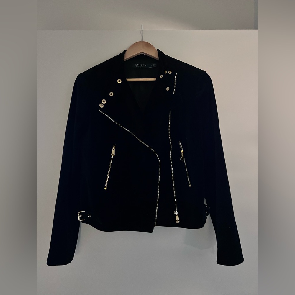 Ralph Lauren fitted black velvet jacket, pristine condition